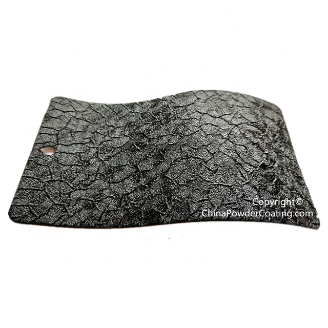 Piel de cocodrilo Mármol Cracking Leather Hammer Effect Ral 9005 Revestimiento en polvo de poliéster epoxi negro